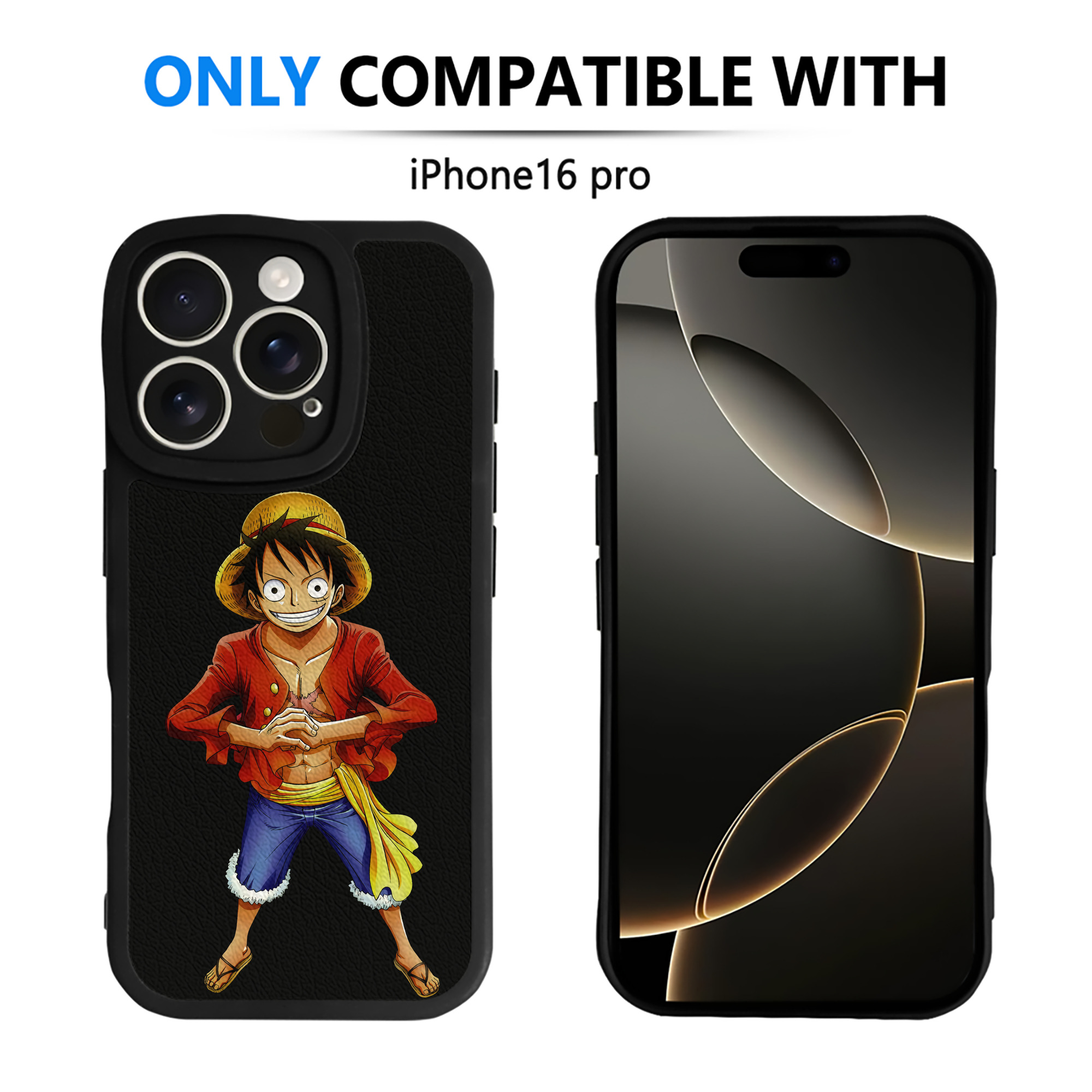 （画像用） ワンピース モンキー・D・ルフィ ONE PIECE Monkey D. Luffy 【iPhone 16シリーズ対応】シリコンスマホケース（レザー調） 材質：シリコン
